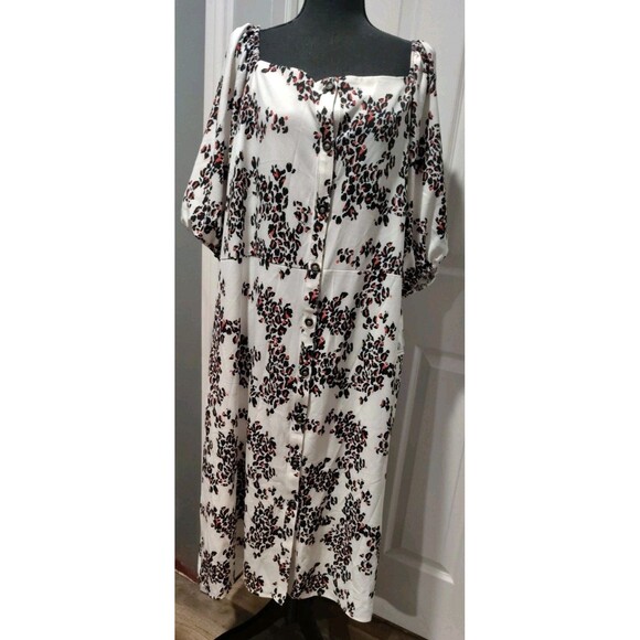 New Ophelia Roe Dress Womens 2XL White Cheetah Button Front  Chic Animal Print - Picture 1 of 10